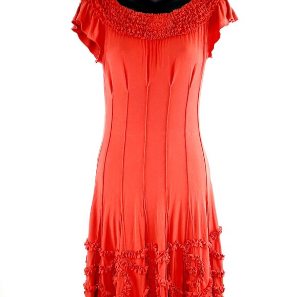 🫶Unique Medium Catherine Malandrino Orange Midi summer fashion party dress - Picture 2 of 11